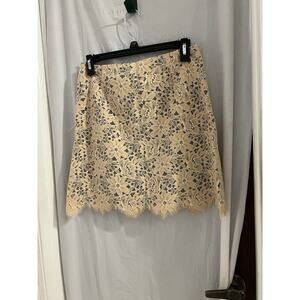 Sandro Paris Cream Black Floral Lace Overlay Mini Skirt Sz 1